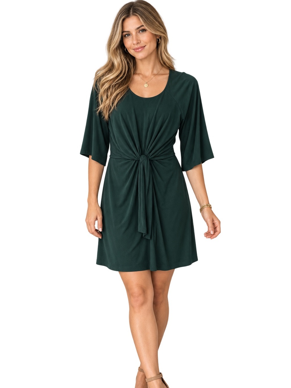 New Lola & Sophie Dark Green Minimalist Holiday Dress size XS